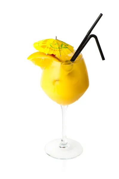 Yellow coctail with decoration — Stock Photo, Image