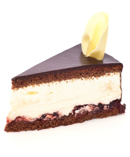 초콜렛 유약 케이크 조각 — 스톡 사진