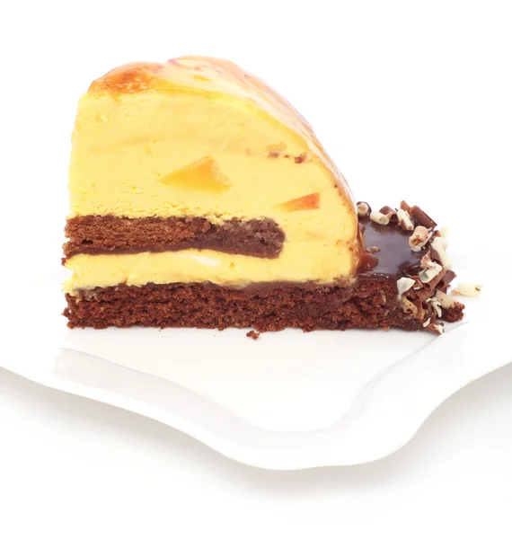 Darab csokoládé torta, mangó — Stock Fotó