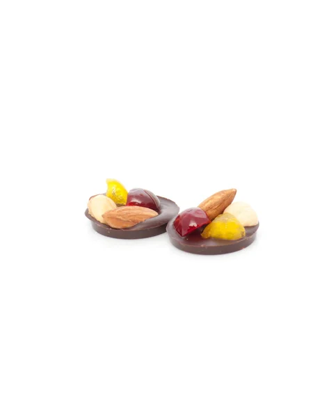 Dois doces de chocolate com frutas e nozes — Fotografia de Stock