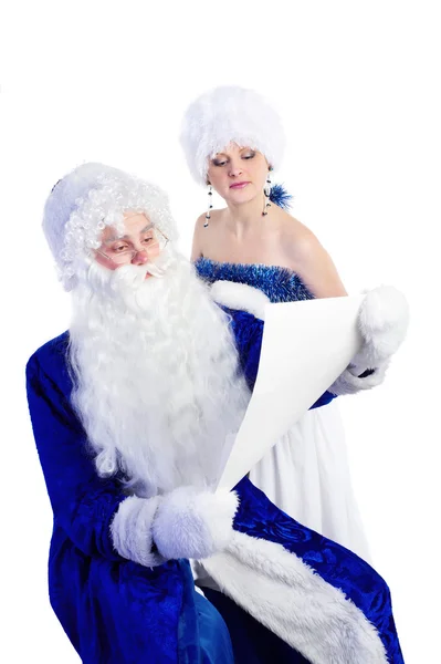Father Frost and snow maiden — Stock Photo, Image