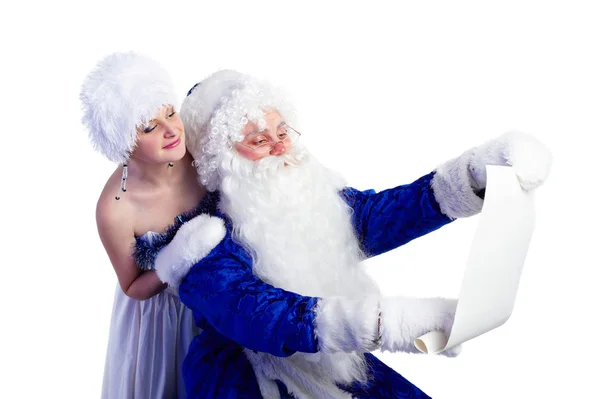 Father Frost and list of presents — Stock Photo, Image