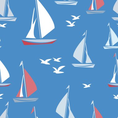 Ships and seagulls clipart