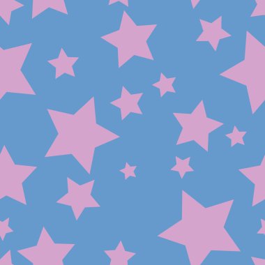 Seamless pattern with pink stars on blue background clipart