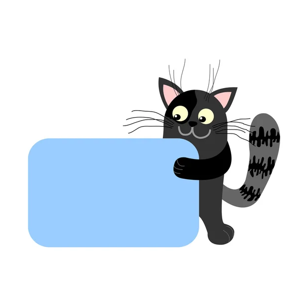 Tecknad katt med affisch — Stock vektor