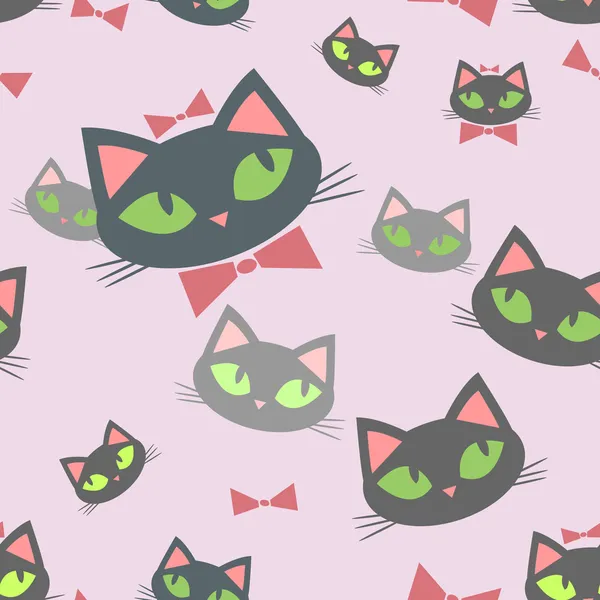Patrón sin costuras con los gatos de dibujos animados — Vector de stock