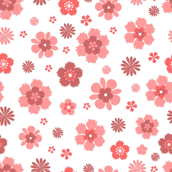 Naadloze patroon met koraal bloemen op witte achtergrond — Stockvector