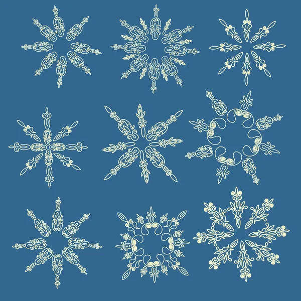 Set di fiocchi di neve vettoriali — Vettoriale Stock