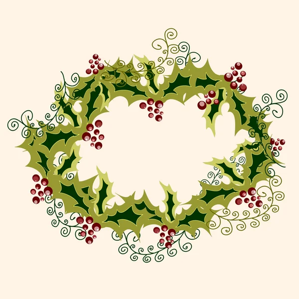 Cristmas wreath made from holly branches — Stock Vector
