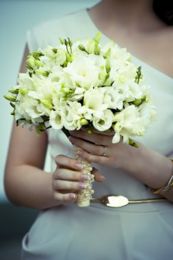 Woman with bouquet clipart