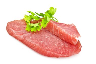 Raw tuna steak with spice clipart