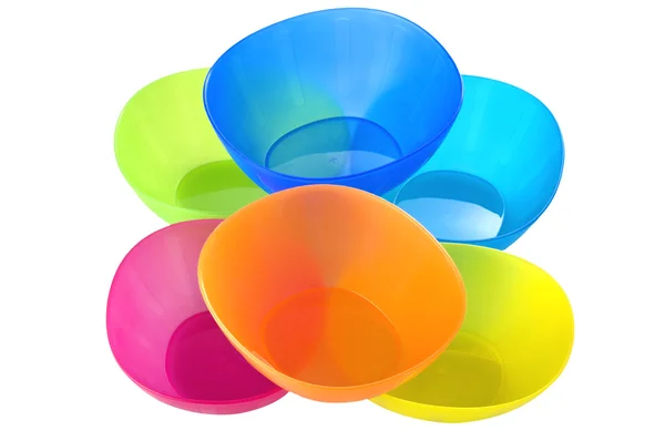 stock image Colorful plastic snack bowls