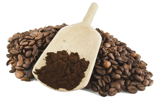 कॉफी पाउडर के साथ एक चम्मच — स्टॉक फ़ोटो, इमेज