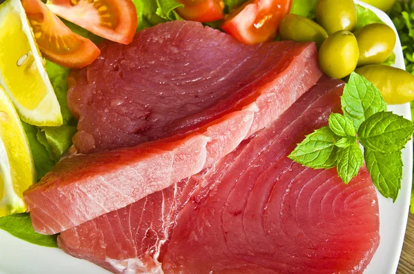 stock image Raw tuna steak with spice