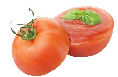 Tomato filled with sauce and basil clipart