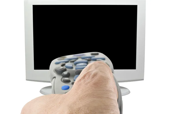 Remote control for tv in the hand — Stock Photo, Image
