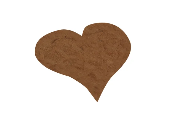 Chocolate powder heart — Stock Photo, Image