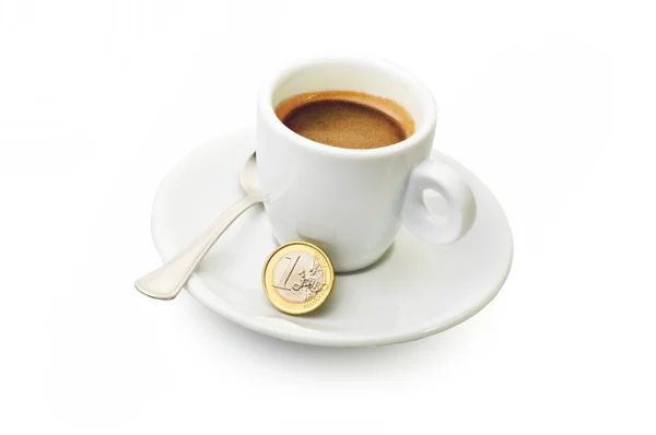 Una tazza di caffè e prezzo — Foto Stock