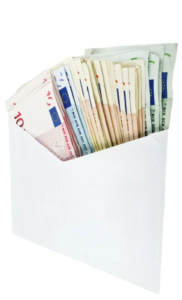 Saco de envelope com dinheiro do euro — Fotografia de Stock