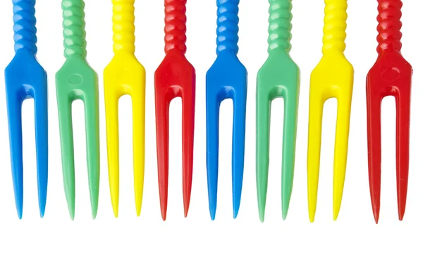 Fourchette en plastique coloré — Photo