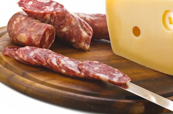 Hot salami with cheese — Stock Photo, Image