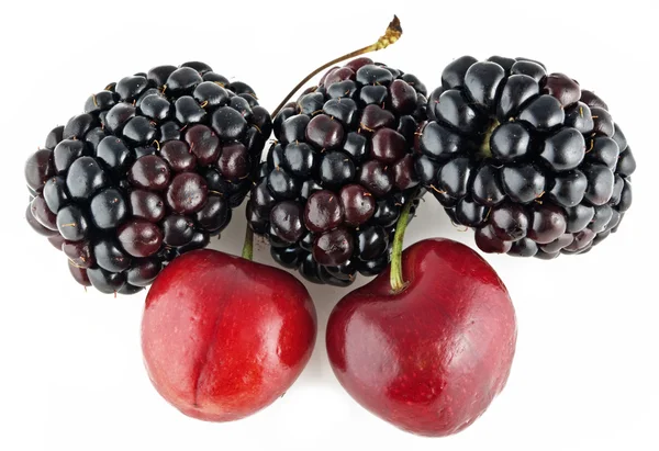 Blackberries with cherry — Stock Photo, Image