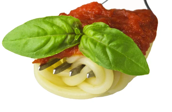 Spagetti és füstölt mártással — Stock Fotó