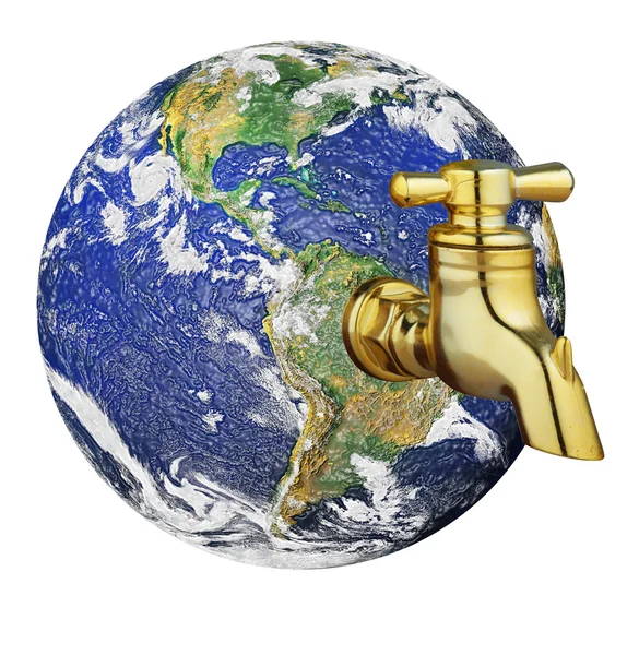Water crisis droplet with world — Stock Photo, Image