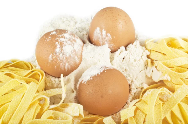 Těstoviny, vejce, mouka, — Stock fotografie