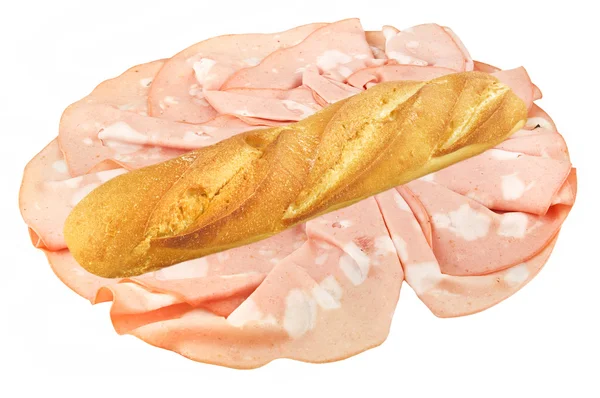 Long sandwich with ham — Stock Photo, Image