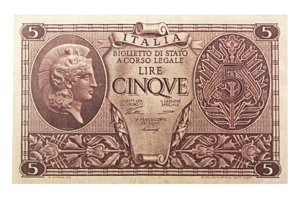 Old italian money lira — Stock Photo, Image
