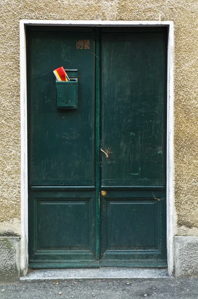Antique green door — Stock Photo, Image