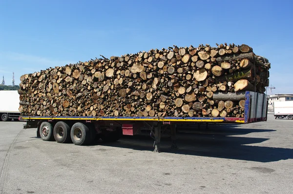 Pile de bois sur le camion — Photo