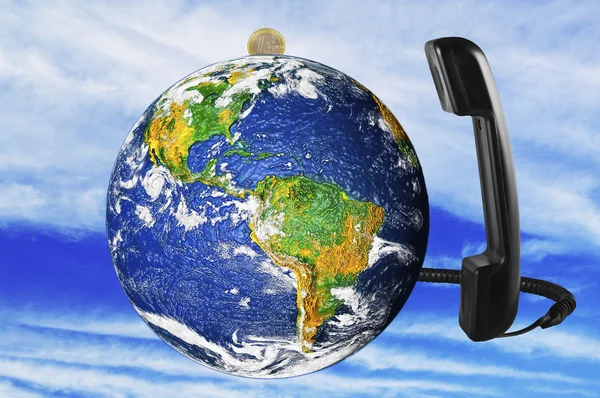 Stock image Phone with Earth globe