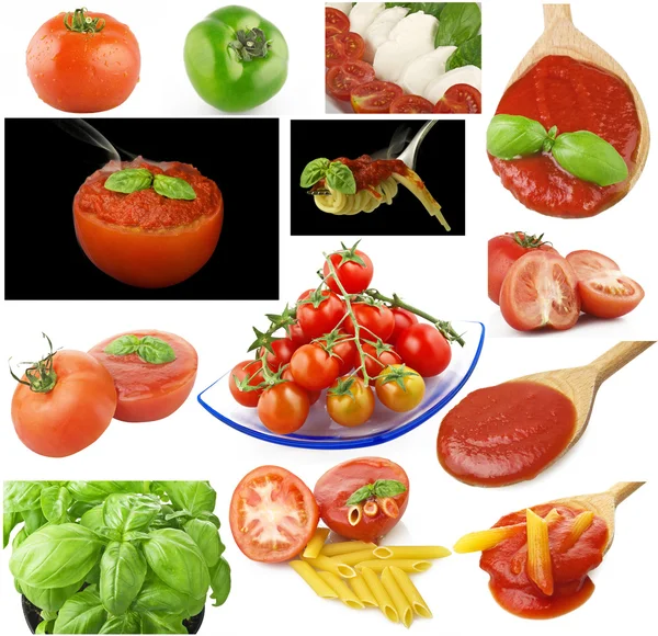 stock image Tomatoes and spices collage