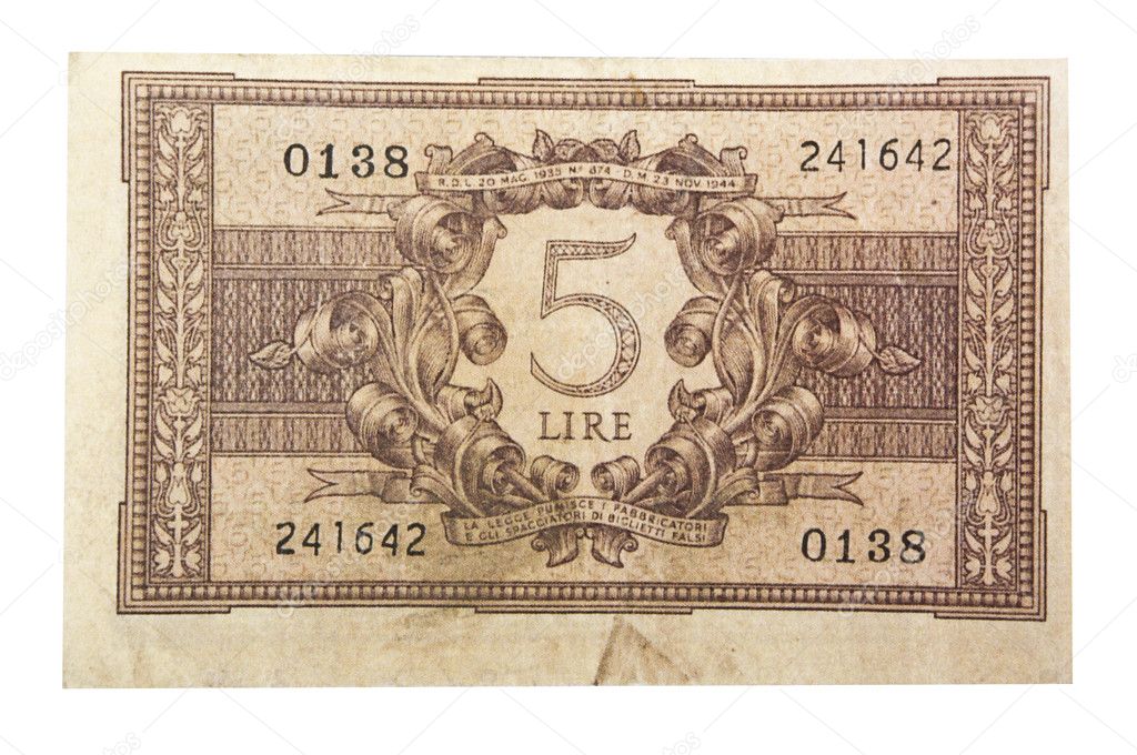 Old italian money lira