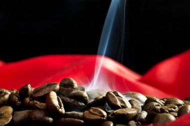 Steaming coffee beans clipart