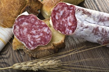 Salami and bread clipart