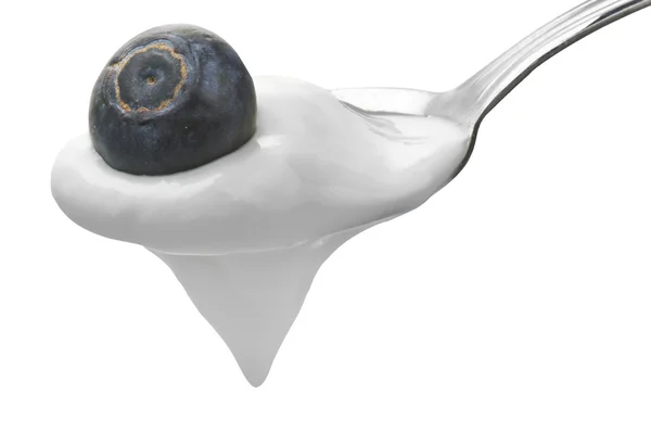 Jogurt とブルーベリーのスプーン — ストック写真