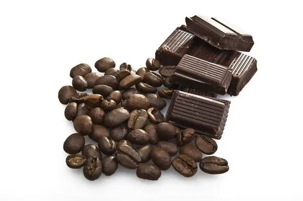 stock image Coffee beans and chocolate