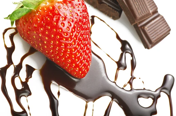 Erdbeere und Schokolade — Stockfoto