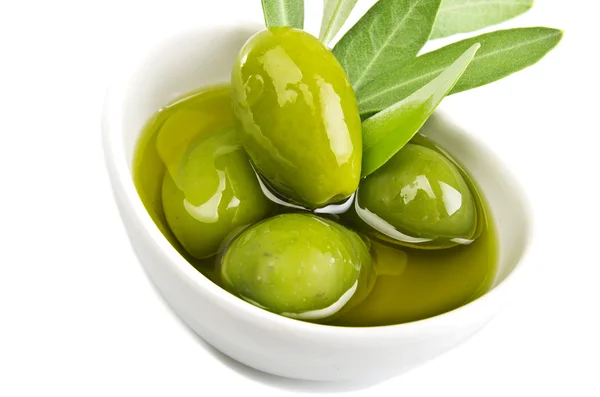 Olives and oil — Stock Photo, Image