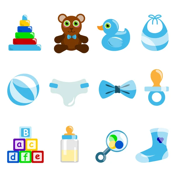 Objetos de bebé iconos — Vector de stock