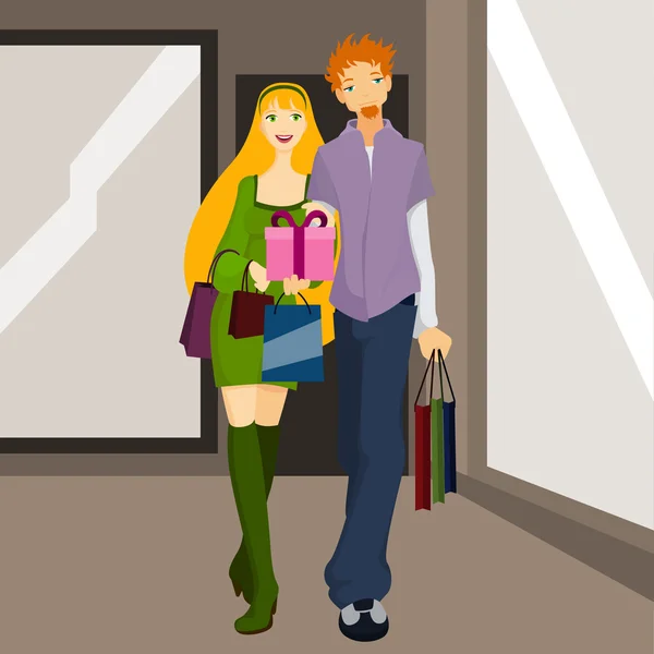 Shopping couple — Stock Vector