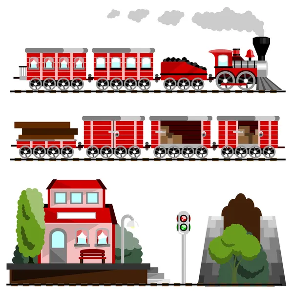 Железнодорожный набор Стоковая Иллюстрация
