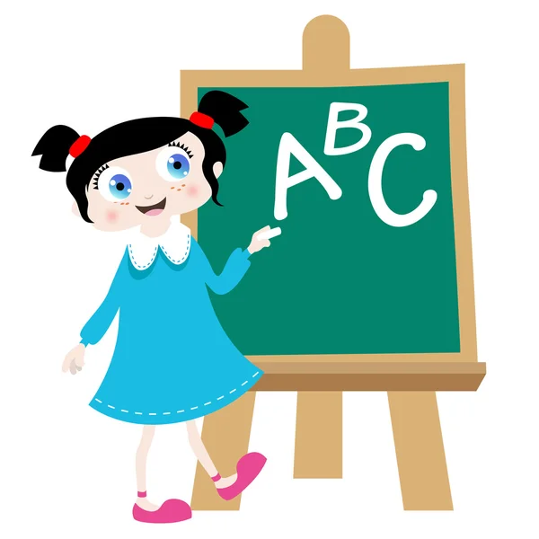 School girl with blackboard — Stock Vector