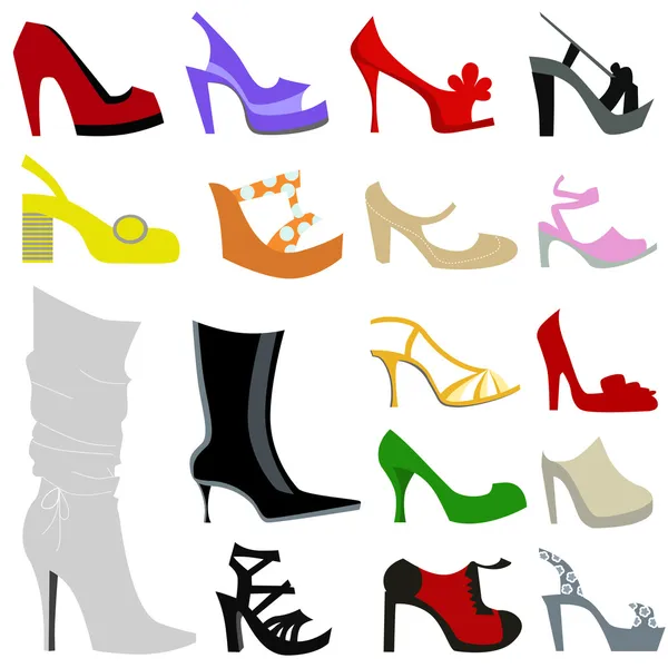 Női cipő halmaza — Stock Vector