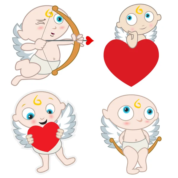 Cupido com coração — Vetor de Stock