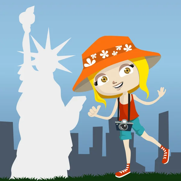Touriste avec New York — Image vectorielle