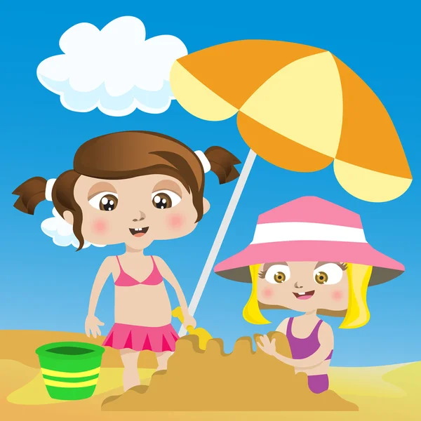 Kids on the beach — Stock Vector